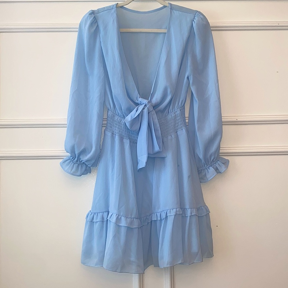 Blue Ruffle Dress Small - perfect for Spring